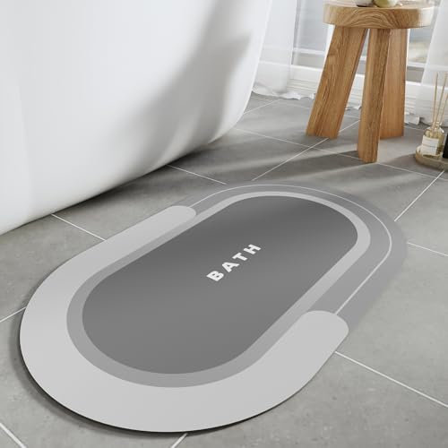 SIXHOME 50 * 80cm Grey Super Absorbent Bath Mats for Bathroom Floor Magic Mat Non Slip Absorbent Bathroom Mat Quick Dry Machine-Washable Dry Bath Rug