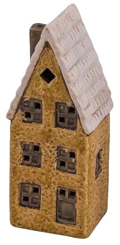 ZauberDeko Keramik Deko Weihnachtshaus Haus Weihnachtsdorf Weihnachten Advent Geschenk 18,5cm H, Farbe:Muskatbraun