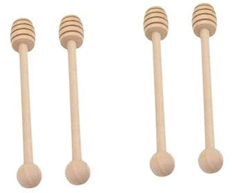 TOPBATHY 4pcs Wooden Honey Dipper for Honey Pot Dishwasher Safe Bee Design for Wedding Party Favor