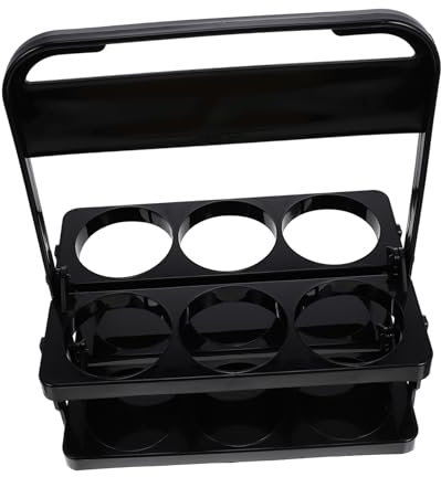 VOSAREA Beer Storage Basket and Wine Holding Carrier, Portable Foldable 6-bottle Beer Rack Pp Material, Black, Suitable for Bars and Ktv, Wine and Organizer