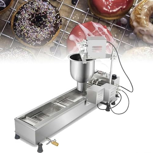 MIAOMI Automatic donut making machine, commercial single row auto doughnut maker, 7l hopper donut maker doughnut fryer, 304 stainless steel auto donut(220v)