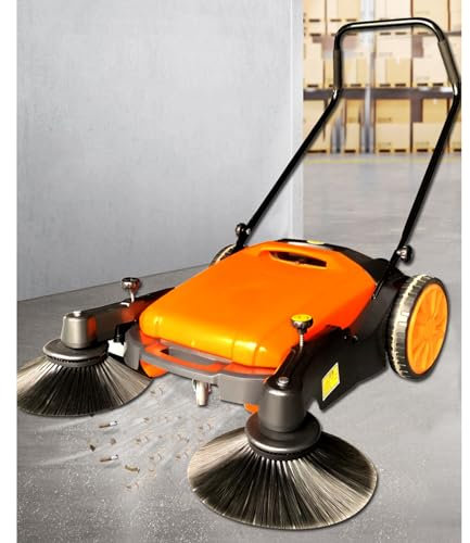 Balayeuse De Sol Sans Moteur De 38 Po + Conteneur à DéChets De 12 Gallons, Balayeuse Manuelle - 38 000 Pieds CarréS Par Heure, Sans Bruit, PoignéE Pliable Pour IntéRieur/ExtéRieur