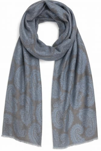 KARMA.DIEM Viskose Schal Paisley Muster Super Weicher XXL Schal - 180x65cm - Made in Spain - Unisex - Pashima/Stola/Extra Breit für Mann & Frau (Blau)