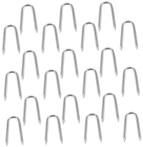YARNOW Clous De u pour Clôtures De Jardin, Lot de 50 Pièces 2,2 x 25 Mm, Acier Galvanisé Résistant pour Fixation Extérieure, Fixation Piquets Et Aménagement Paysager