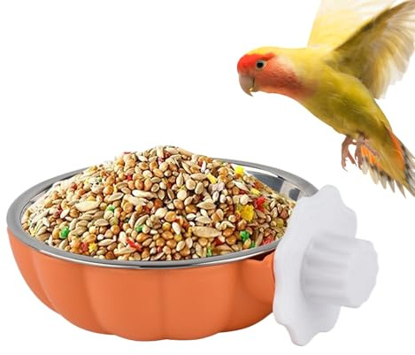 Ciotole per cibo per gabbie per uccelli, ciotola per cibo e acqua, a prova di fuoriuscite, in acciaio inox, per alimentazione di piccioncini, calopsitte, per interni ed esterni
