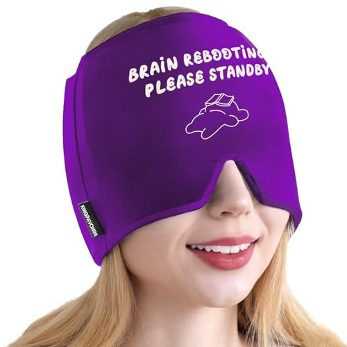 KingPavonini Wiederverwendbare Kühl- & Wärmemaske, Verstellbare Kopfbandage, Weiches geruchloses Gel-Pack, Augenmaske, Verstellbares Kopfband- Violett