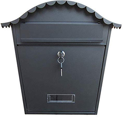 ZBORAVPIX Cassetta Postale a Muro per Lettere, Cassetta Postale Classica in Acciaio zincato con Serratura, da Parete, for Lettere, giornali, Resistente alle intemperie(Black)