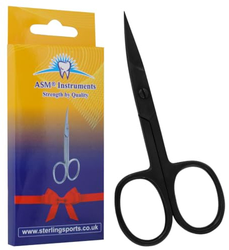 Cuticle Nail Scissors Stainless Steel for Eyebrow & Beard (Black)