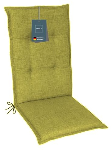 LILENO HOME Gartenstuhl Auflagen als [6er Set - Hochlehner] in Apfelgrün - Bequeme Liegen als Sitzauflagen für Gartenmöbel - Stuhlkissen für Gartenstühle und Klappstühle