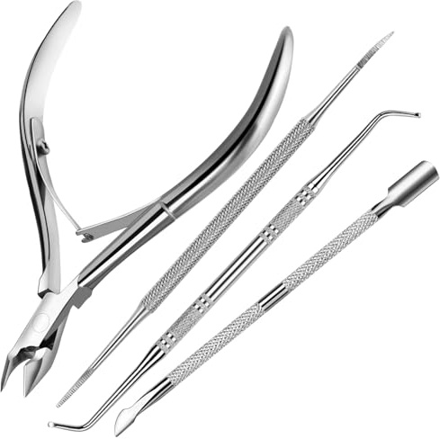 Kit profesional de cuidado de uñas de 4 piezas, pinzas para cutículas de acero inoxidable, herramientas de uñas encarnadas, lima de uñas y levantadores para manicura y pedicura