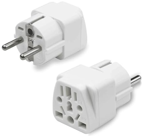 2Pcs UK vers EU Adaptateur de Voyage, Adaptateur Prise USA vers France, Prises Plusieurs Pays vers France, Charger Adapter, pour UK,USA,Chine,Europe,etc. Blanc