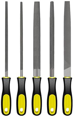 5 herramientas de lima, incluye limas de metal redondas de triángulo plano de acero de alto carbono para metal, madera y más (10 pulgadas)