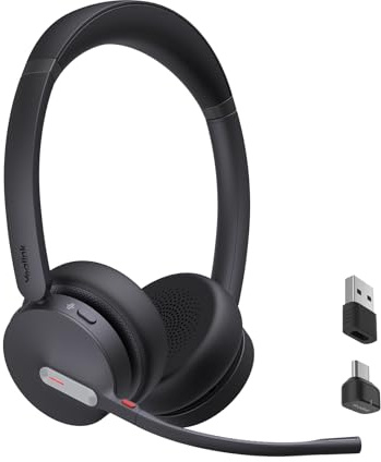 Yealink Casque Bluetooth sans Fil BH70 avec Microphone pour Le Travail, jusqu'à 35 Heures d'autonomie en Conversation, Suppression du Bruit à 3 Microphones, 147g Casque certifié Microsoft Teams