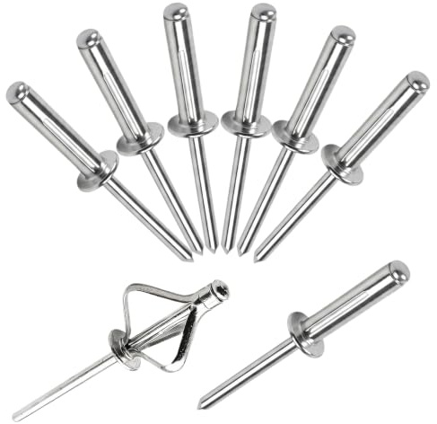 100 Piezas de Remaches Ciegos para Plásticos o Materiales Blandos, Remach de Brida Grande, Remaches de Aluminio, Juego de Remaches para Industria, Construcción, Muebles, Automóvil