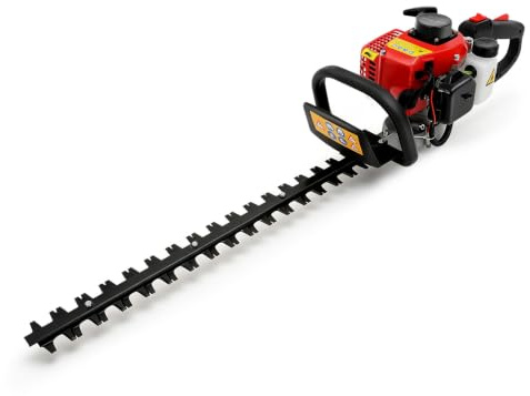 Begonia Bensin häcktrimmer 22,5 cc 2-takts motorhäcktrimmer med 56 cm dubbelsidig och 180° roterande handtag med grenar 0,39 tum mindre komplett tillbehörssats