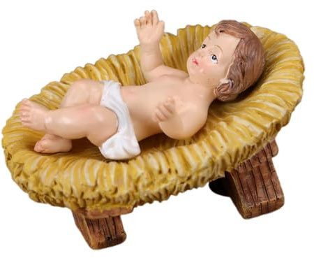 Jesus Child Figure Manger, Infant Jesus In Manger Figurine Harts julkrubba | Resin Christmas Nativity Figurer för matbord mittpunkt, öppen spis mantel, hemreligiös display, julfestdekor