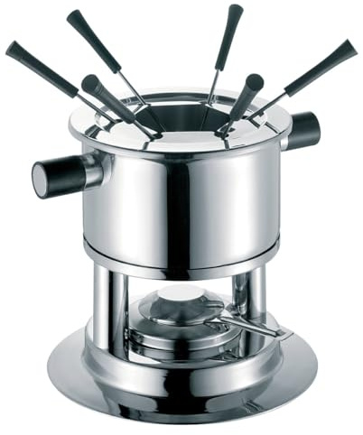 Schulte-Ufer 69072-16 Fondue Mambo 16 cm mit 6 Einlegegabeln, Edelstahltopf Induktion, Silber