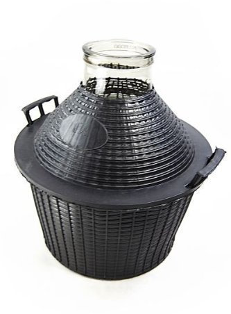 10 Liter Weithalsballon - robuster Glasballon mit weiter Öffnung und Kunststoff-Schutzkorb