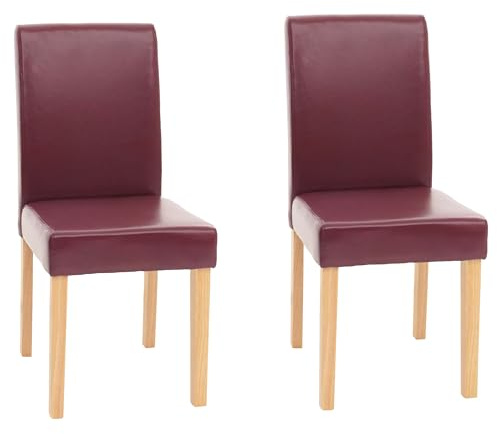 Mendler 2er-Set Stuhl Littau - Kunstleder, rot, helle Beine | Esszimmerstuhl, Küchenstuhl