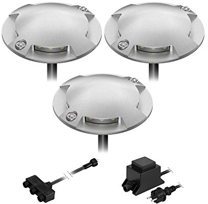 ledscom.de LED Boden-Aufbau-Leuchte Bunda, 4-flammig, für außen, befahrbar, warm-weiß, 3er Set