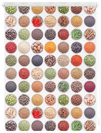 Lichtblick Klemmfix Tageslicht-Rollo mit Motiv, ohne Bohren, Blickdicht, Seitenzugrollo, Made in Germany, Gewürze - Bunt Weiß 45 x 150 cm (B x L)