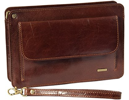 Mens Leather Wrist Bag A7 Brown Travel Passport Mobile Clutch Cab Money Man Bag