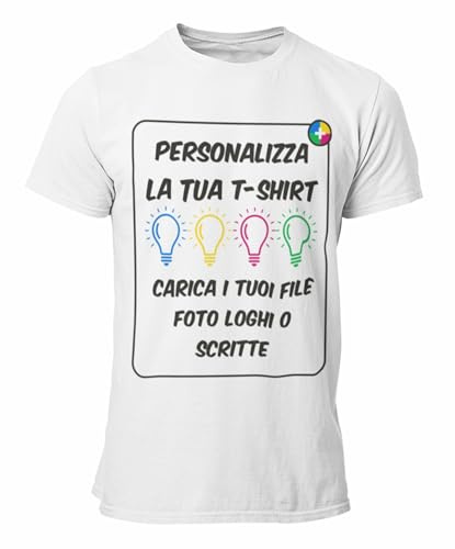 bubbleshirt T-Shirt Personalizzata Uomo Bianca Taglia XXL – Maglietta Personalizzabile con Foto, Logo o Testo – Manica Corta
