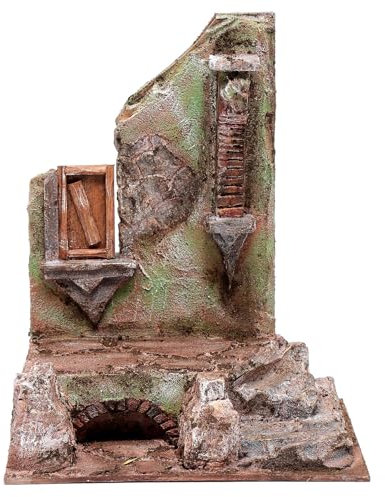 Holyart Tempio con Mezzo Arco e Finestra 30x25x20 presepe 12 cm