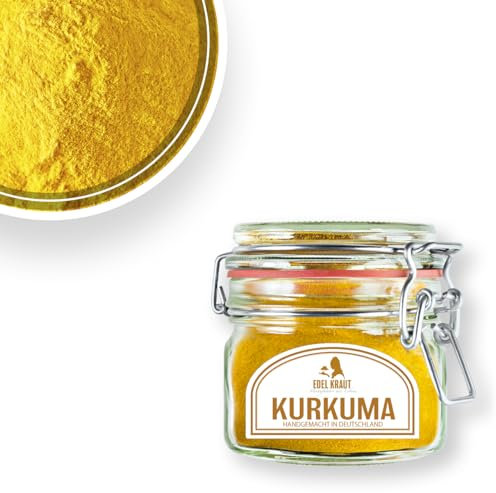 KURKUMA PULVER BIO | EDEL KRAUT 100% reines BIO Curcuma Pulver im Premium Glas - für Smoothies, Goldene Milch, Pasten, Kurkuma Bio Latte u.v.m - 125g turmeric powder