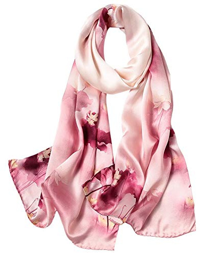 STORY OF SHANGHAI Bufanda de seda para mujer 100% seda, 40+ Bufanda de mujer lujosa y colorida, cálida y suave, ligera, se puede llevar como estola, regalo o decoración de moda - 53 * 172 cm