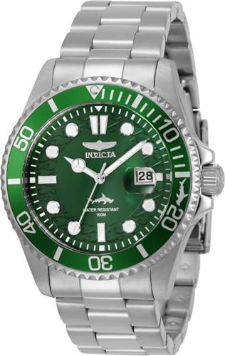Invicta Pro Diver - Orologio da Uomo in Acciaio Inossidabile con Movimento al Quarzo, Argento/Verde - 43 mm