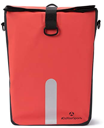 #DoYourOutdoor 3in1 Hinterradtasche mit praktischem Schnellverbindungssystem für Gepäckträger | Wasserdicht & Reflektierend - 21 Liter Rolltop-Fahrradtasche mit Schultergurt, Tragegriff - rot