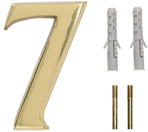 KOTARBAU® Número de puerta para atornillar, Nº 7, Número para puertas o buzones 3D, Número de señalización de puerta de latón, Número de casa, apartamento, Número 7 dorado, Números de dirección