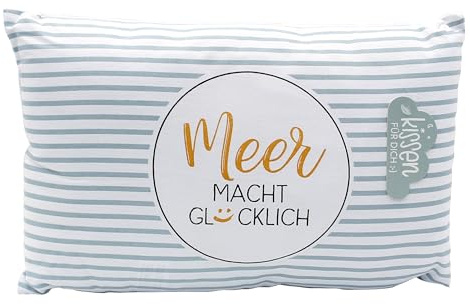 Geschenk Für Dich :-) Kissen Meer Macht GLÜCKLICH weiß 25x40cm Maritim Bezug LaVida NEU 2021