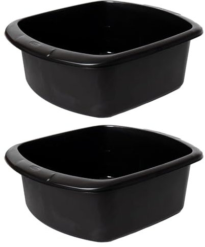 VR7 Plastic Washing Up Bowl Rectangular Black Washing Bowl for Sink Kitchen Basin Mixing Dish
