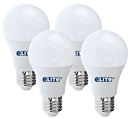 eLITe LED Lampe E27, 9W, 827, 2700K, 900lm, Warmweiß, 4 Stück | 240° Abstrahlwinkel, Ersetzt 60W