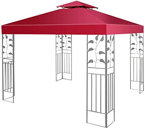 GIANTEX Ersatzdach 3x3m, Wasserabweisendes Pavillondach, Ersatzbezug Dachbezug für Garten, Pavillon Abdeckung (Doppeldach, Weinrot)