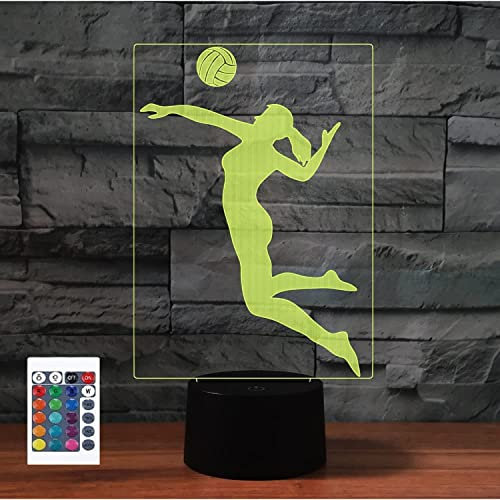 SUPERRUIDALONG 3D Play Volleyball Fernbedienung 16 Farben Nachtlichter Illusion Acryl LED Tisch Nachttisch Lampe Kinder Schlafzimmer Schreibtisch Dekor Geburtstag Geschenke Spielzeug für Kinder