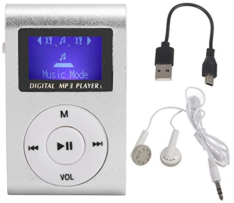 Mini Mp3 Music Player,Portable Kids Mp3 Player Sports Backclip Lcd Screen Mp3 Support Memory Card For Running Sports (Silver)