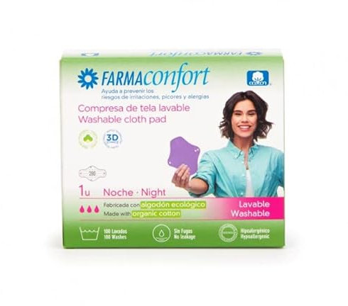 00862 Compresa de Tela Lavable Farmaconfort Noche con Alas 1u