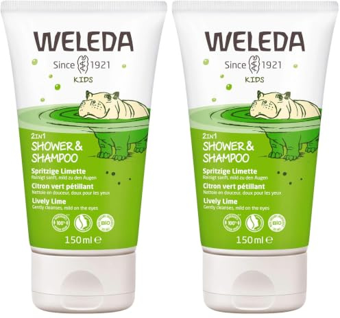 WELEDA Bio Kids 2in1 Shower & Shampoo Spritzige Limette, Naturkosmetik Duschgel und Bodylotion zur schonenden Reinigung von Haut und Haar, geeignet für Kinder ab drei Jahren (1 x 150 ml)