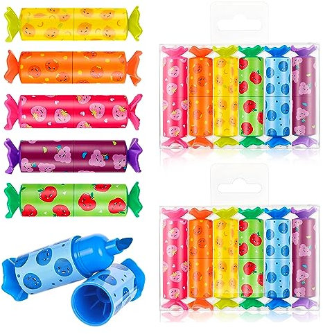 Newofview 12 Stück Mini Textmarker für Kinder, Bonbon Textmarker Süße Highlighter Pen Marker Set für Geschenke Party Geburtstag Schule