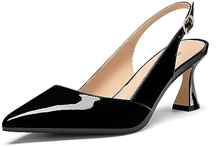 Saekcted Femmes Mi Talon Heel Pointu Bout Escarpins Lanières Cheville Slingback Slip-on Danse Cute Été 6.5 CM Heels