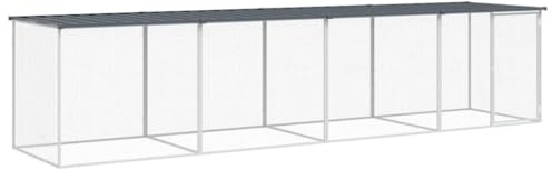 vidaXL Hühnerkäfig, Hühnerstall mit Dach, Geflügelstall für Hühner Henne Kleintiere, Hühnerhaus Kleintierstall Kleintierkäfig, Anthrazit Verzinkter Stahl