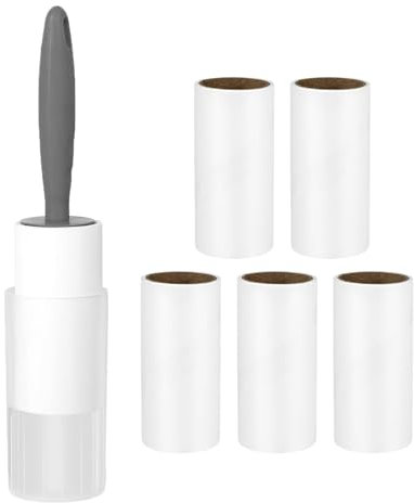 VIVIIHOO Fusselbürste für Kleidung & Möbel - Fusselrolle Tierhaarentferner Kleidung & Flusenroller Ersatzrolle - Set mit 6 Rollen (je 60 Blatt) & 1 Abroller - Ideal für Tierhaare, Staub & Fusseln!