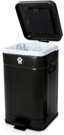 Nevink Dog Poop Trash Can Outside - Outdoor Dog Waste Trash Can with Lid - Odor Proof Waste Station Container for Backyard - 12L/3.2Gal (Black)
