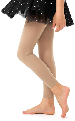 Stelle Girl's Footless Tights Ultra Soft Dance Tights for Ballet, Gymnastics, School (Toddler/Little Kid/Big Kid)(Tan, M)