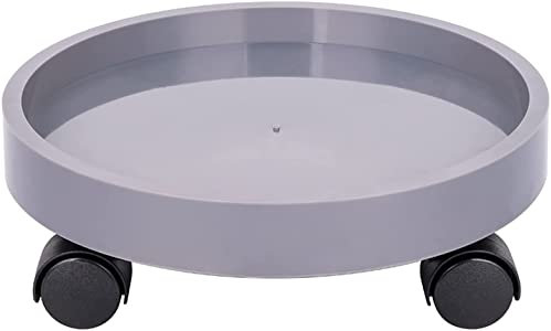 ABBNIA Pflanzencaddy, Pflanzenwagen, Pflanzenpalettencaddy, runder Blumentopftransporter, rollender Pflanzenständer, Topfpflanzenständer mit 4 Rädern, grau