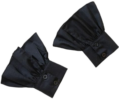 Mrotrida Manicotti finti staccabili da donna a pieghe con polsini per camicia e guanti, Camicia Nera-2, taglia unica