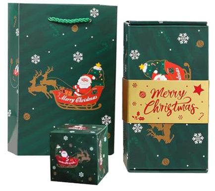 Überraschungsbox Geschenkbox, Weihnachts Pop-up Überraschungsbox, Weihnachten Überraschung, Geschenkverpackung für Weihnachten, Faltbare Bounce Explosionsbox Geldgeschenke (16 Hüpfbox, Grün)